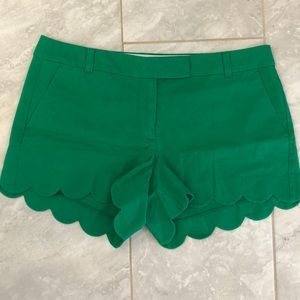 J Crew Green scalloped shorts NEW